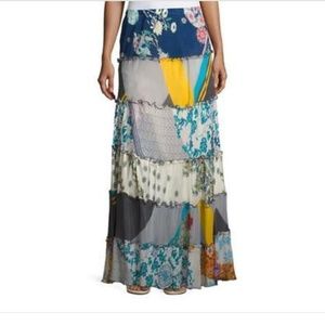 Bohemian Johnny Was silk maxi skirt mixed print 2X